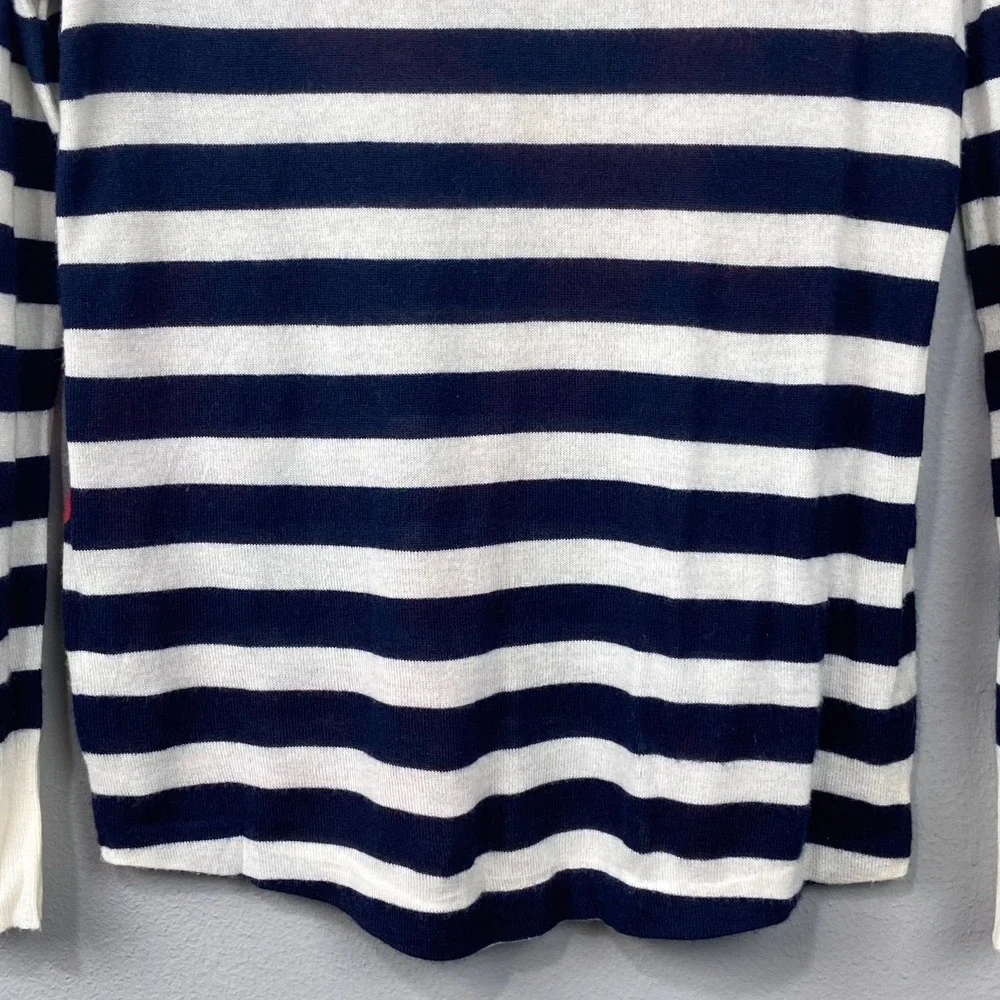 J Crew Collection Italian Cashmere Sweater Top Size XS‎ Nautical Anchor Striped